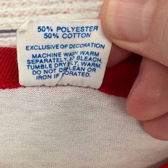 Vintage 80's Walt Disney World Mickey Mouse Raglan T-Shirt Adult Large White/Red - Picture 5 of 7